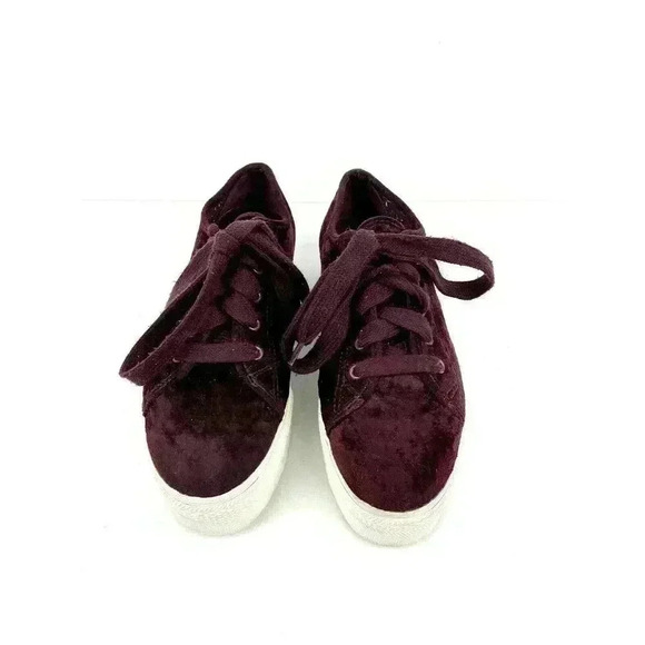 VTG Women's Burgundy Velour Platform Sneakers Sz 7 90's Y2K No Parking - Picture 9 of 12